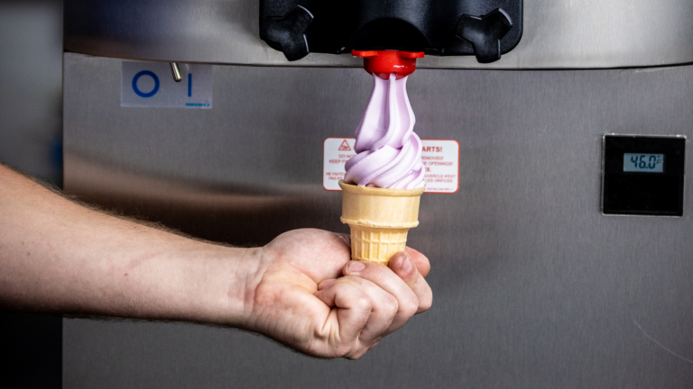 Dispensing Soft Serve into Cone