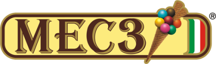 MEC3 in brown font against a yellow background with ice cream and the Italian flag sticking out the side of the banner.