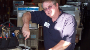 Service Technician fixing machine